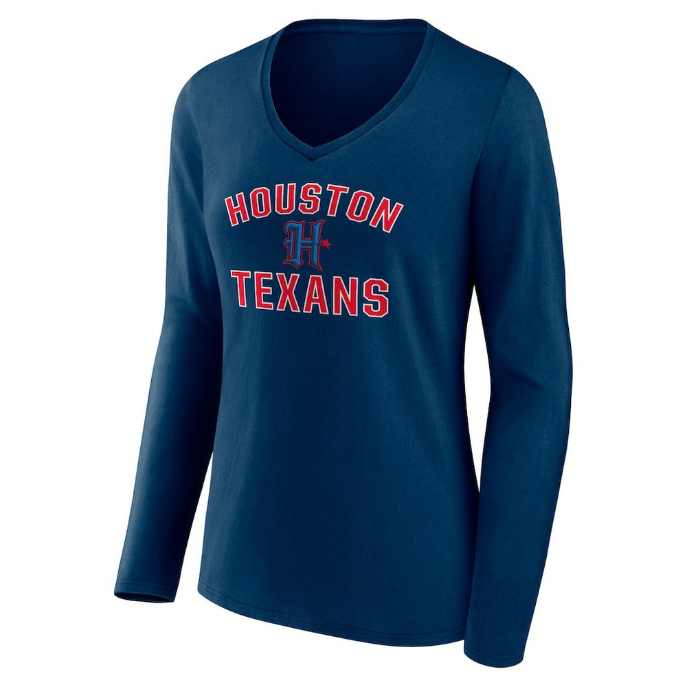 Women's Secondary Logo Victory Arch Long Sleeve V-Neck T-Shirt - Houston Texans