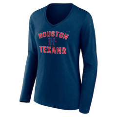 Women's Secondary Logo Victory Arch Long Sleeve V-Neck T-Shirt - Houston Texans