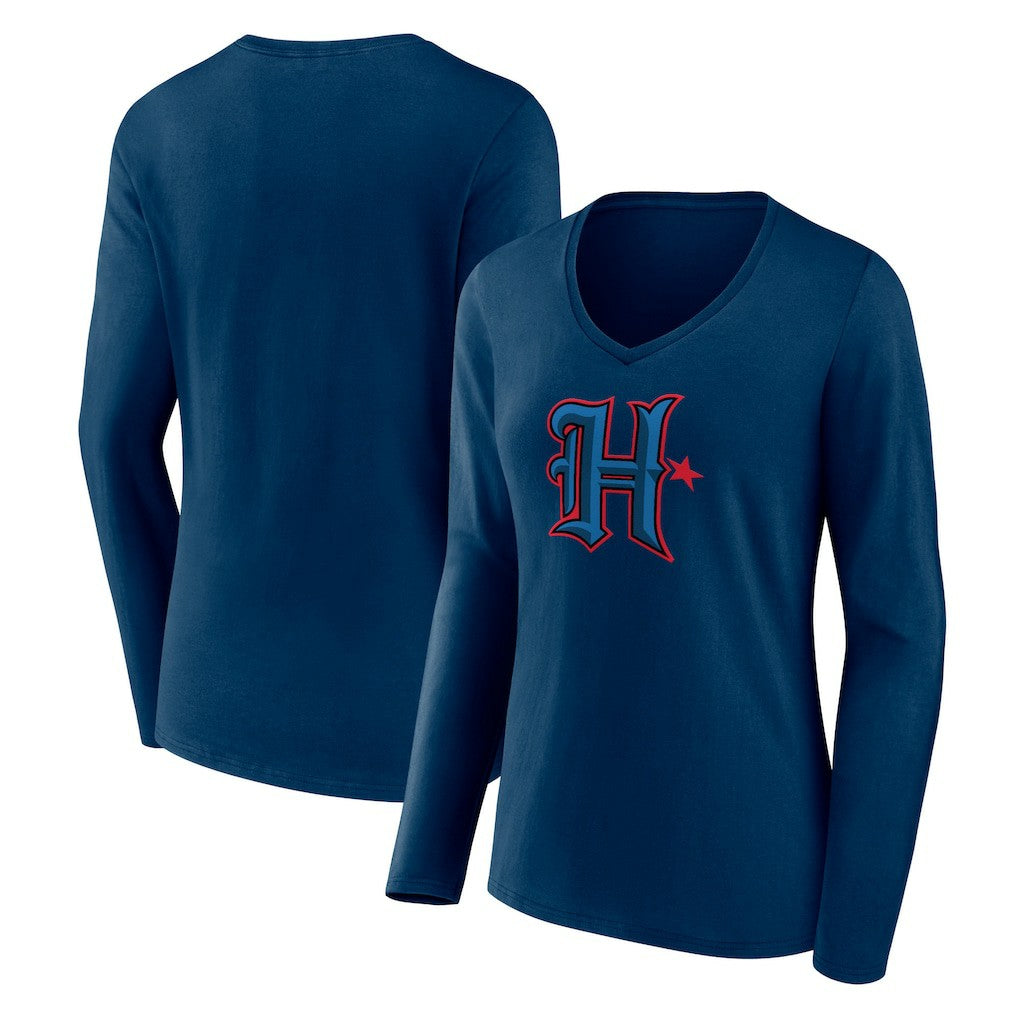 Women's Secondary Logo Long Sleeve V-Neck T-Shirt - Houston Texans