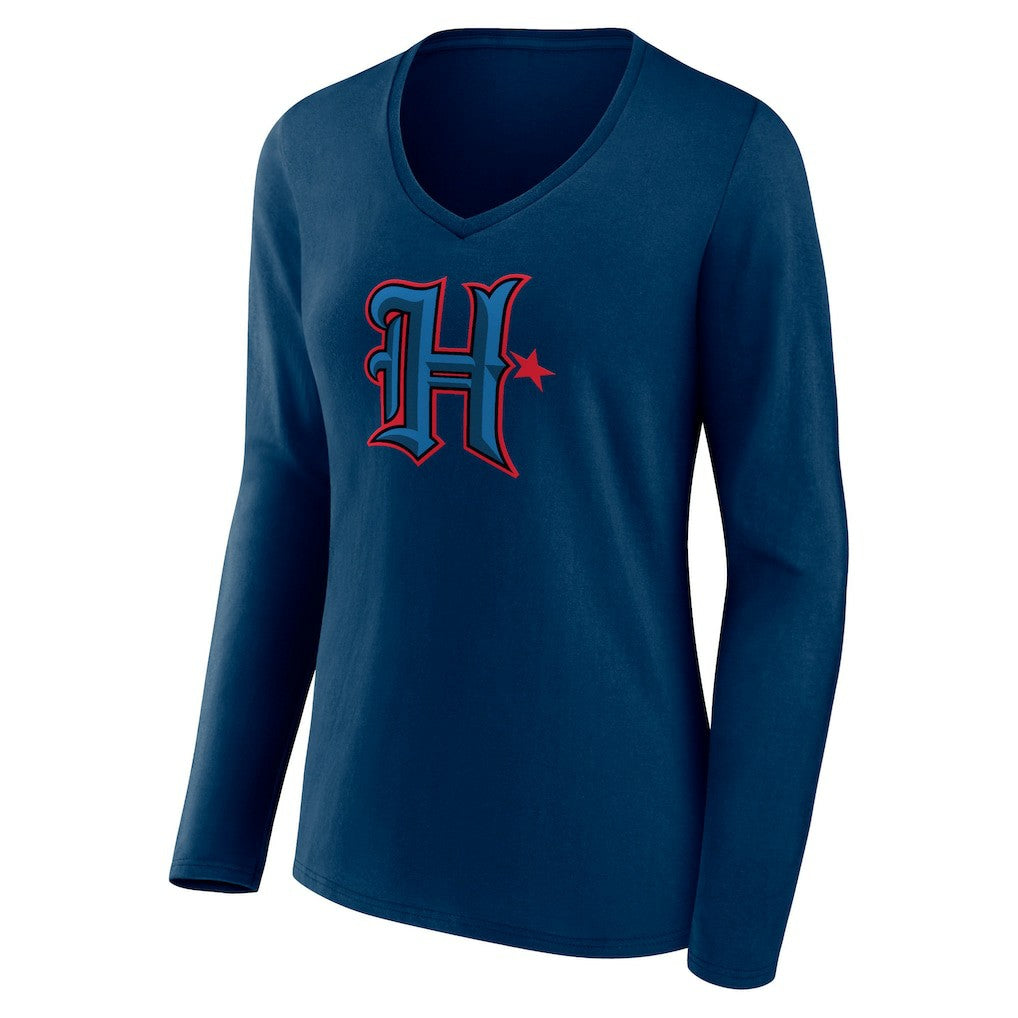 Women's Secondary Logo Long Sleeve V-Neck T-Shirt - Houston Texans