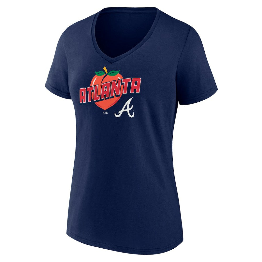 MLB Atlanta Braves Women's Peach V-Neck T-Shirt