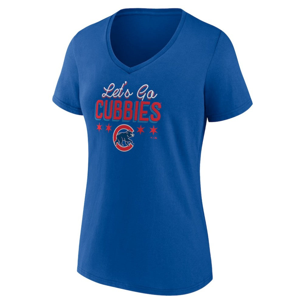 MLB Chicago Cubs Women's Let's Go Cubbies V-Neck T-Shirt