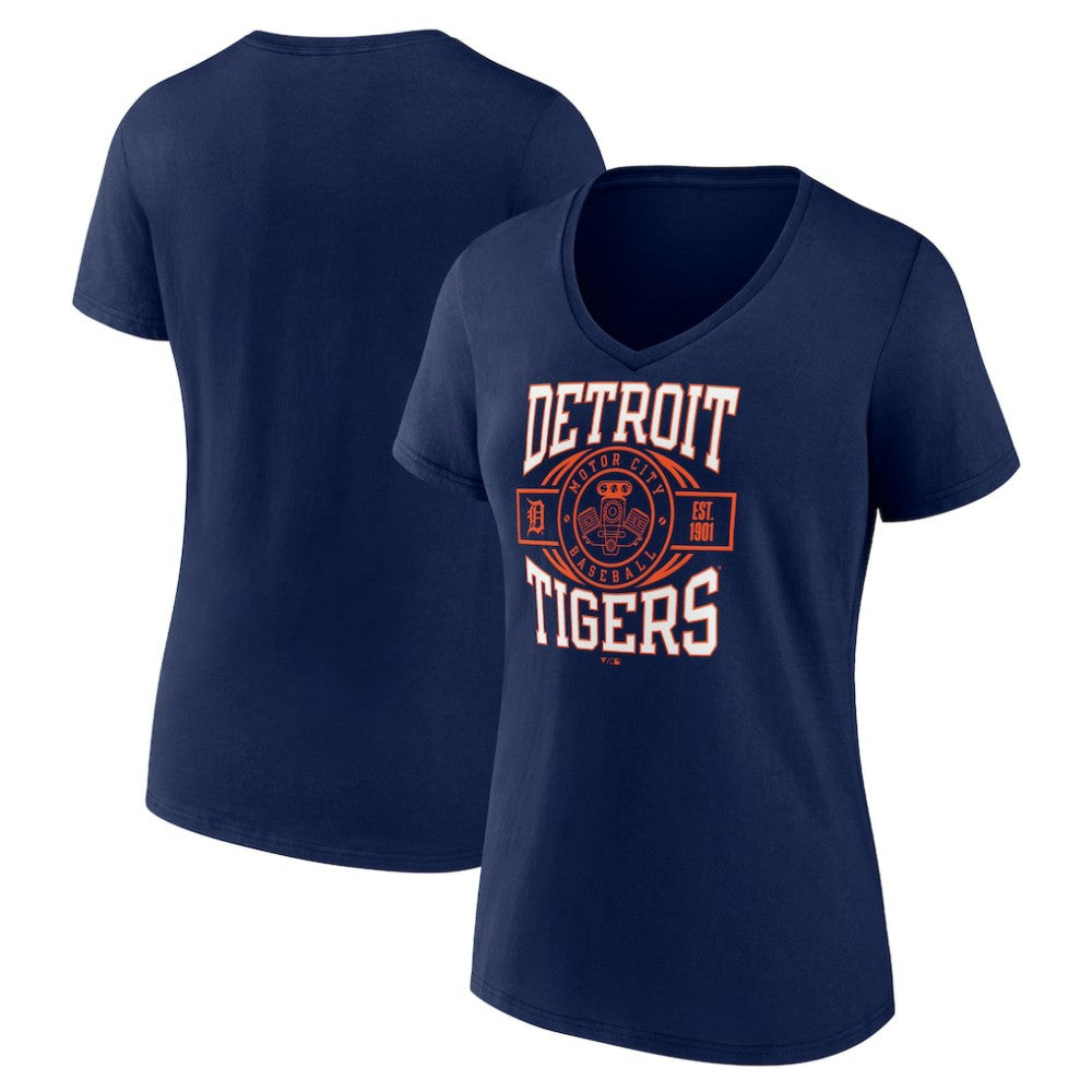 MLB Detroit Tigers Women's Motor City Baseball V-Neck T-Shirt