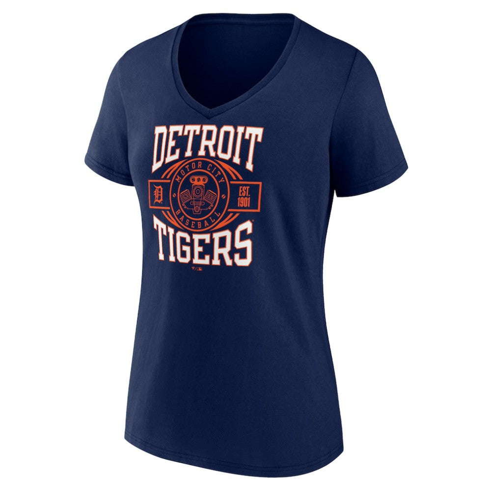 MLB Detroit Tigers Women's Motor City Baseball V-Neck T-Shirt