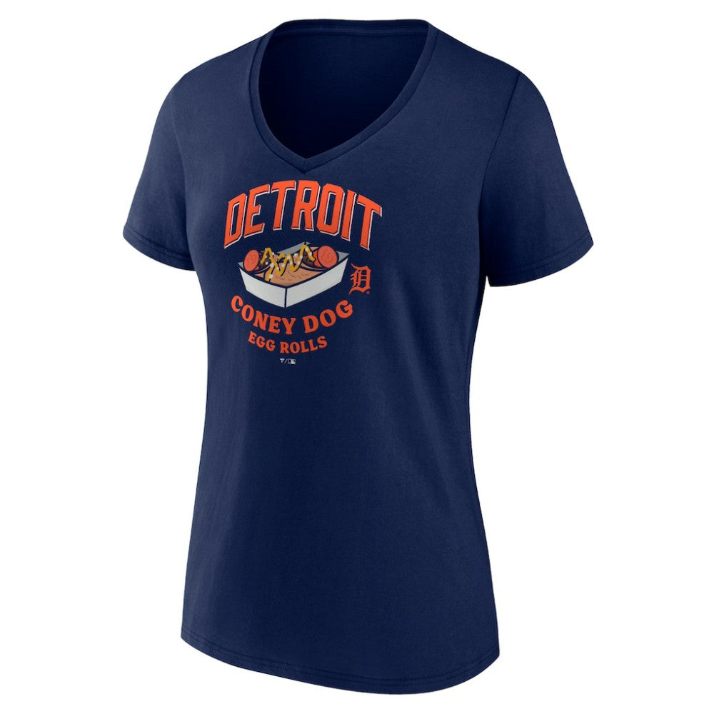 MLB Detroit Tigers Women's Coney Dog Egg Rolls V-Neck T-Shirt