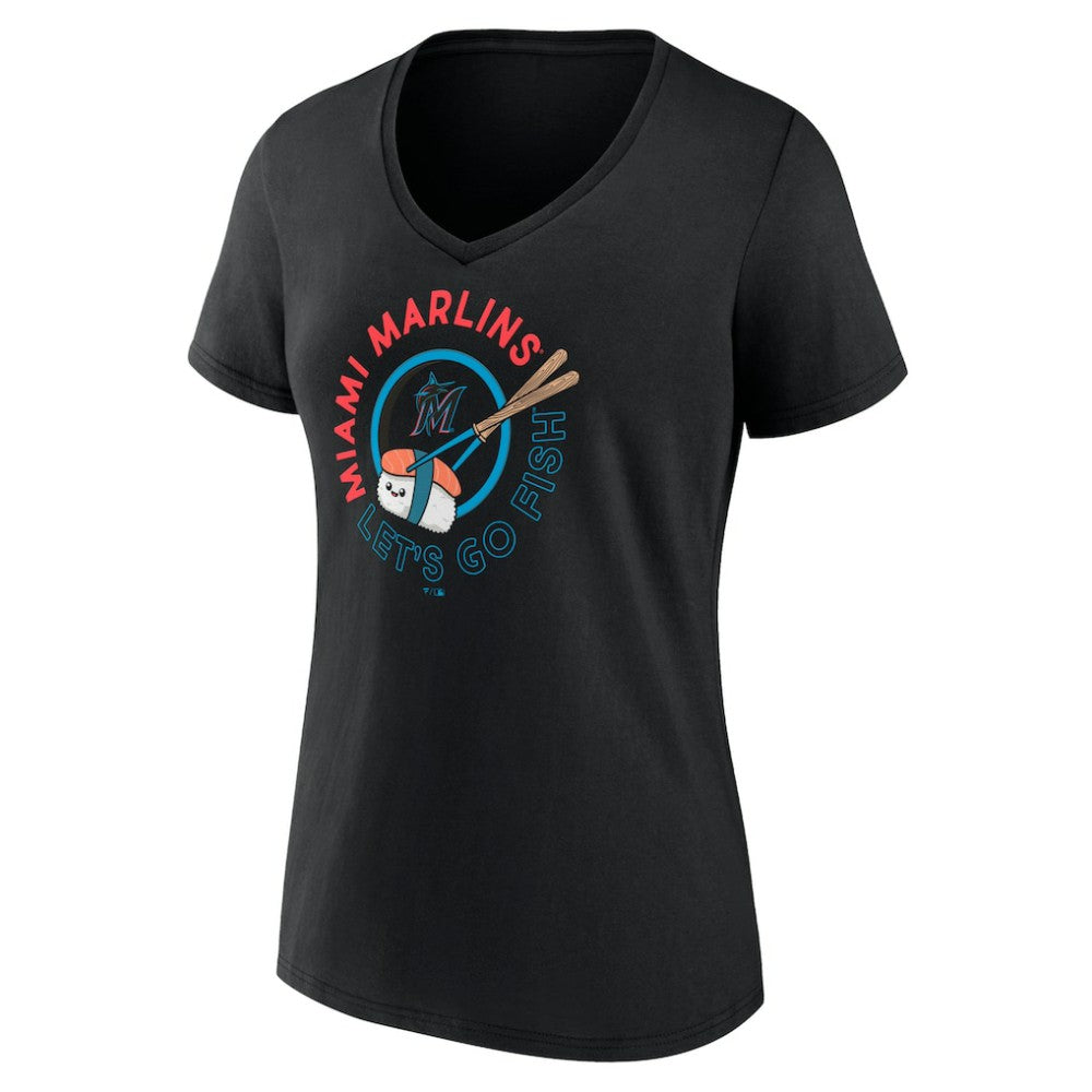 MLB Miami Marlins Women's Let's Go Fish V-Neck T-Shirt