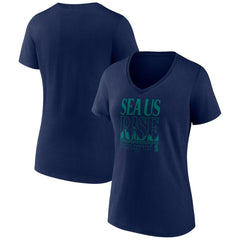 MLB Seattle Mariners Women's Sea Us Rise V-Neck T-Shirt