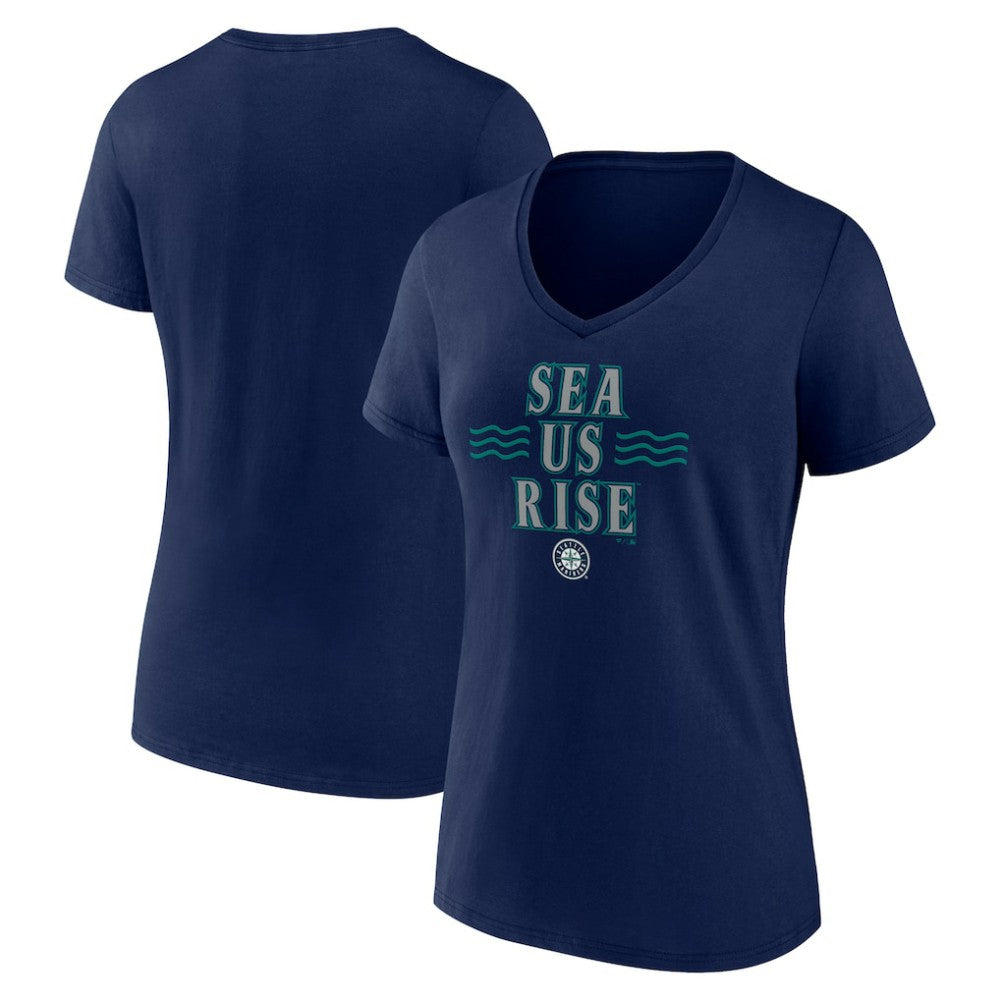 MLB Seattle Mariners Women's Sea Us Rise V-Neck T-Shirt