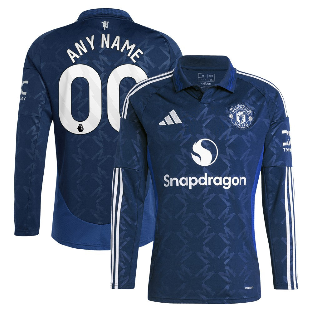 Manchester United 2024/25 Away Replica Long Sleeve Custom Jersey - Adidas Navy