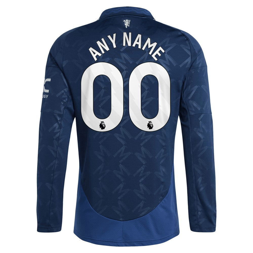 Manchester United 2024/25 Away Replica Long Sleeve Custom Jersey - Adidas Navy