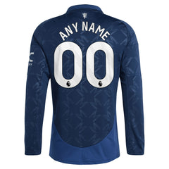 Manchester United 2024/25 Away Replica Long Sleeve Custom Jersey - Adidas Navy