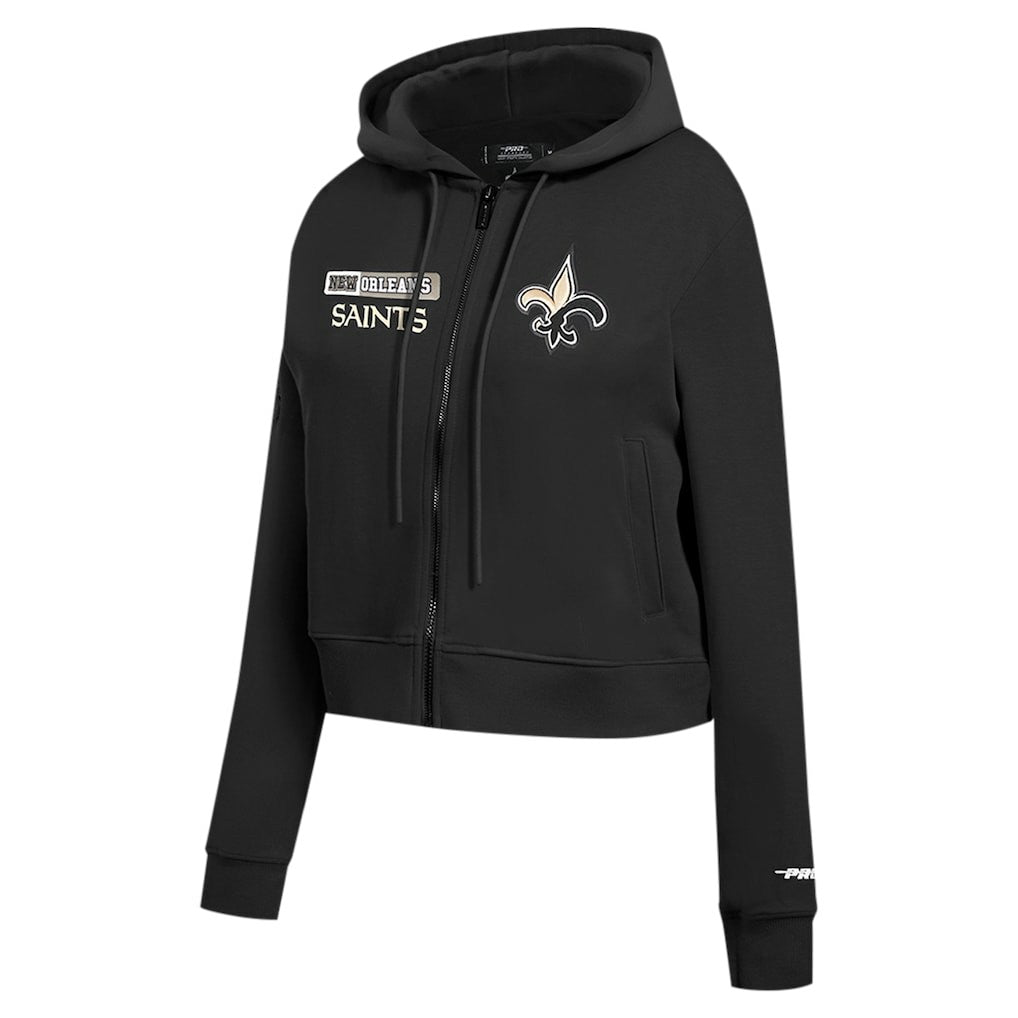 Pro Standard Women's Split Logo Full-Zip Hoodie - New Orleans Saints