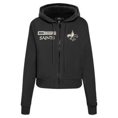 Pro Standard Women's Split Logo Full-Zip Hoodie - New Orleans Saints