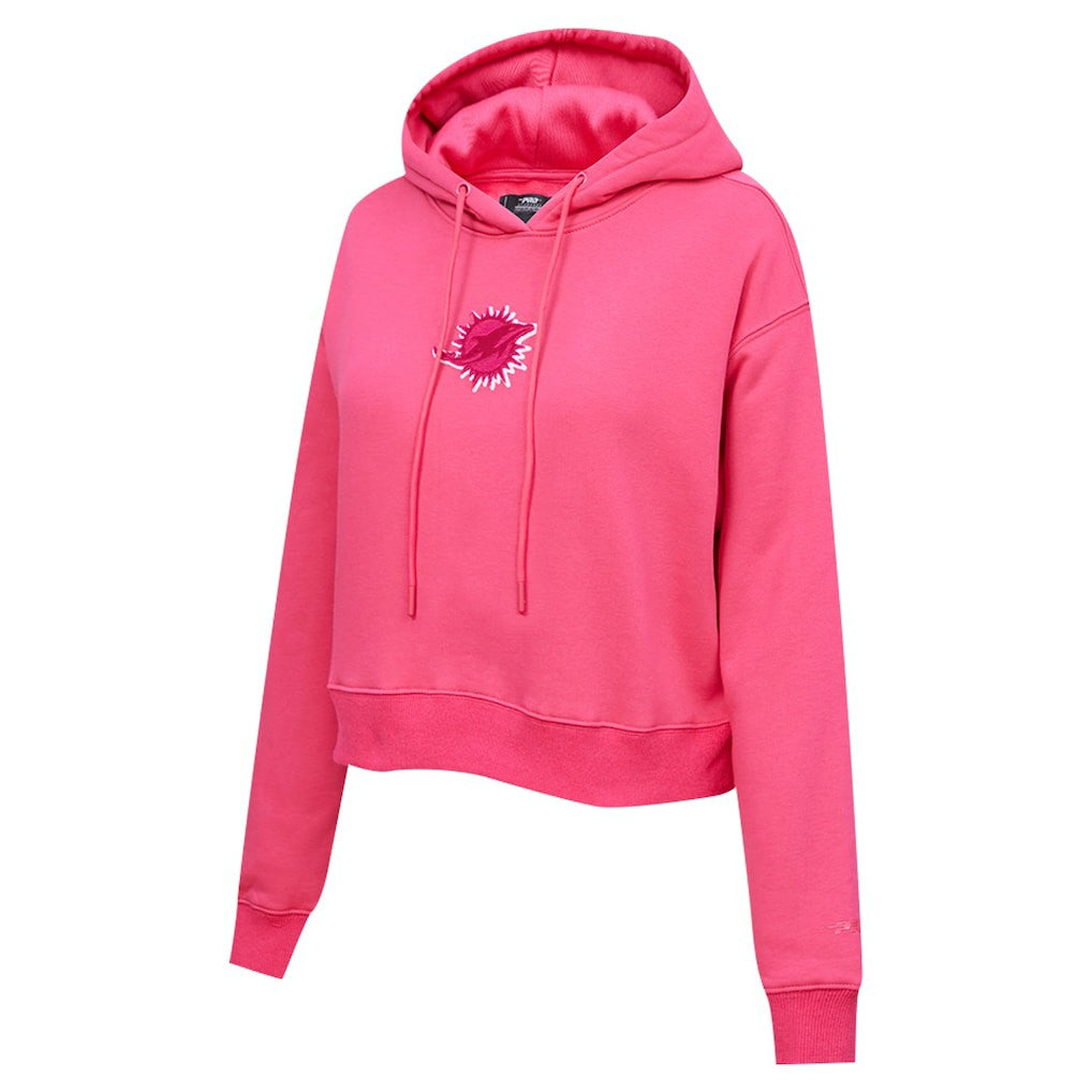 Pro Standard Women's Triple Pink Cropped Fleece Pullover Hoodie - Miami Dolphins