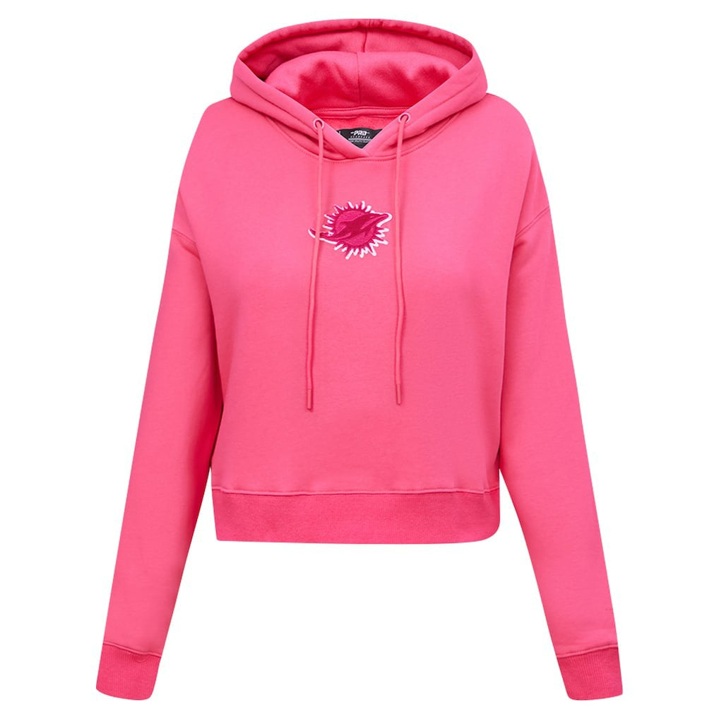 Pro Standard Women's Triple Pink Cropped Fleece Pullover Hoodie - Miami Dolphins