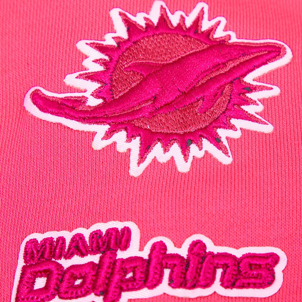 Pro Standard Women's Triple Pink Cropped Fleece Pullover Hoodie - Miami Dolphins