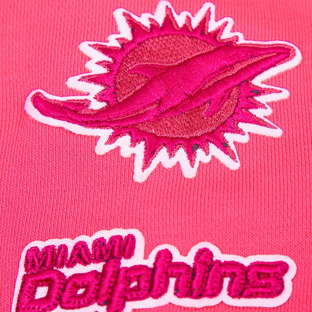 Pro Standard Women's Triple Pink Cropped Fleece Pullover Hoodie - Miami Dolphins