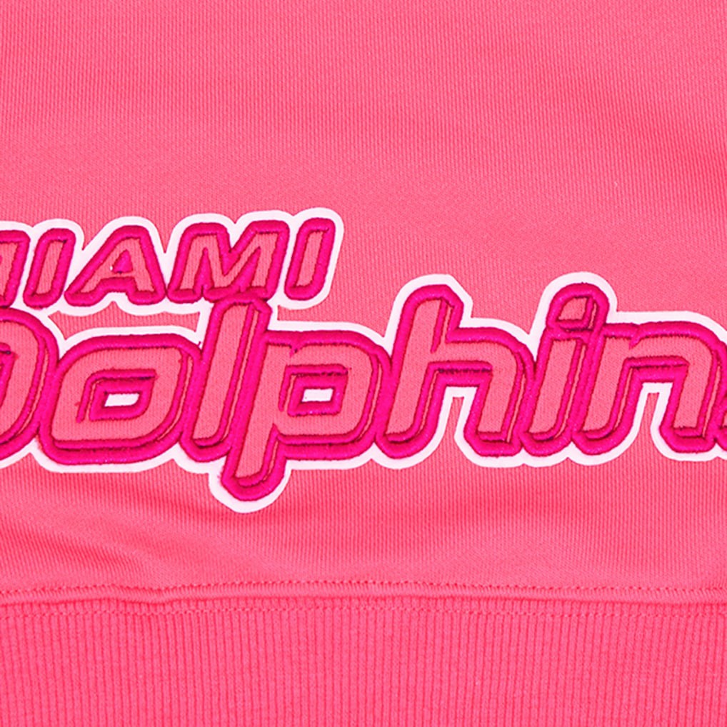 Pro Standard Women's Triple Pink Cropped Fleece Pullover Hoodie - Miami Dolphins