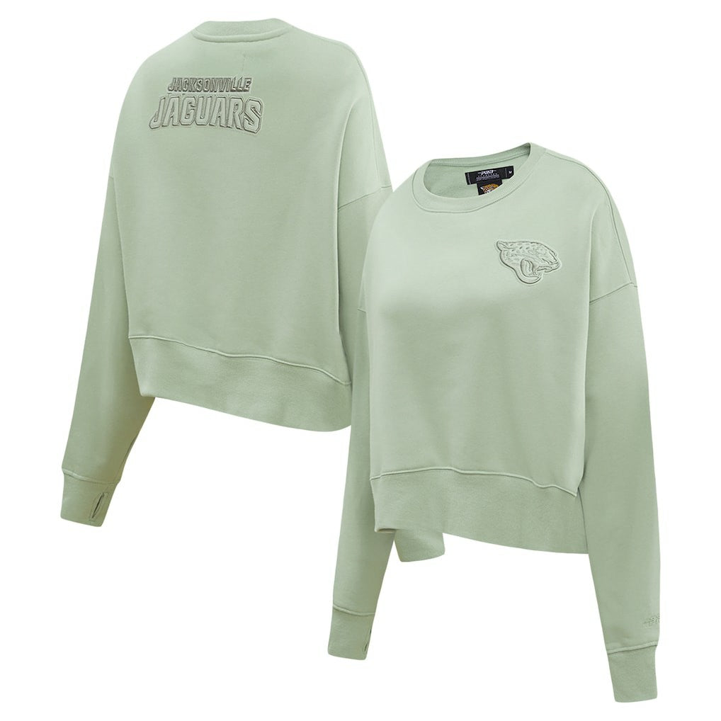 Pro Standard Women's Oversized Cropped Neutral Pullover Sweatshirt - Jacksonville Jaguars