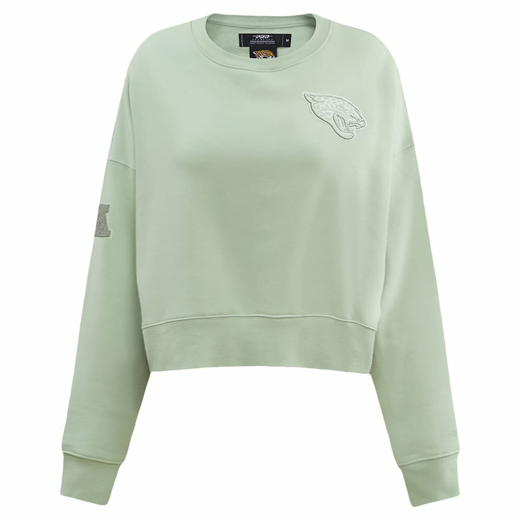 Pro Standard Women's Oversized Cropped Neutral Pullover Sweatshirt - Jacksonville Jaguars