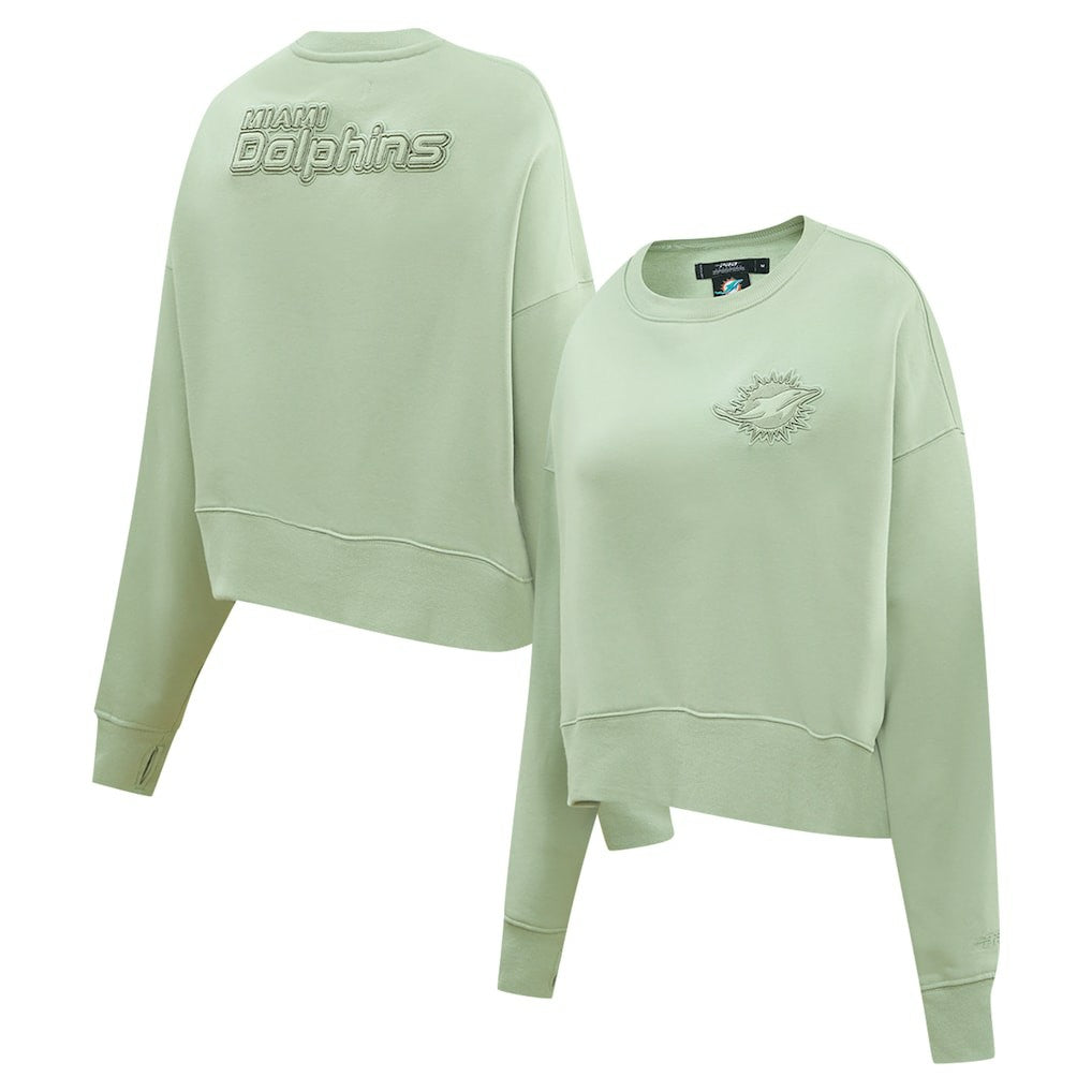 Pro Standard Women's Oversized Cropped Neutral Pullover Sweatshirt - Miami Dolphins