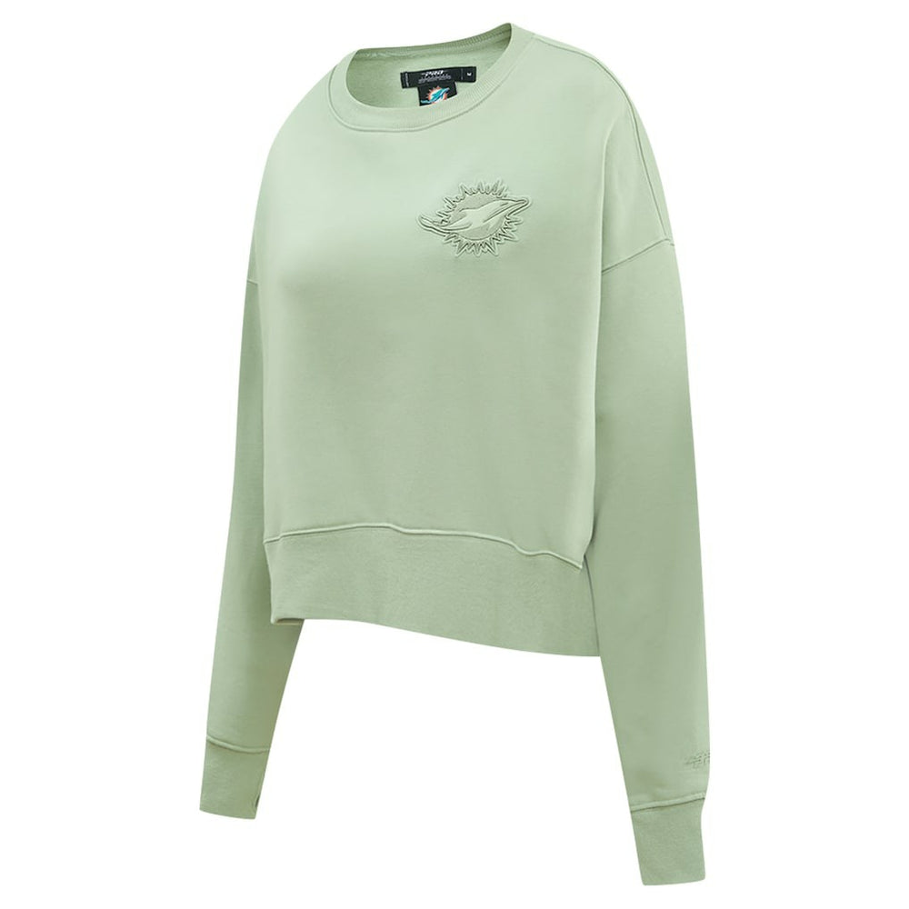 Pro Standard Women's Oversized Cropped Neutral Pullover Sweatshirt - Miami Dolphins