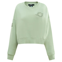 Pro Standard Women's Oversized Cropped Neutral Pullover Sweatshirt - Miami Dolphins