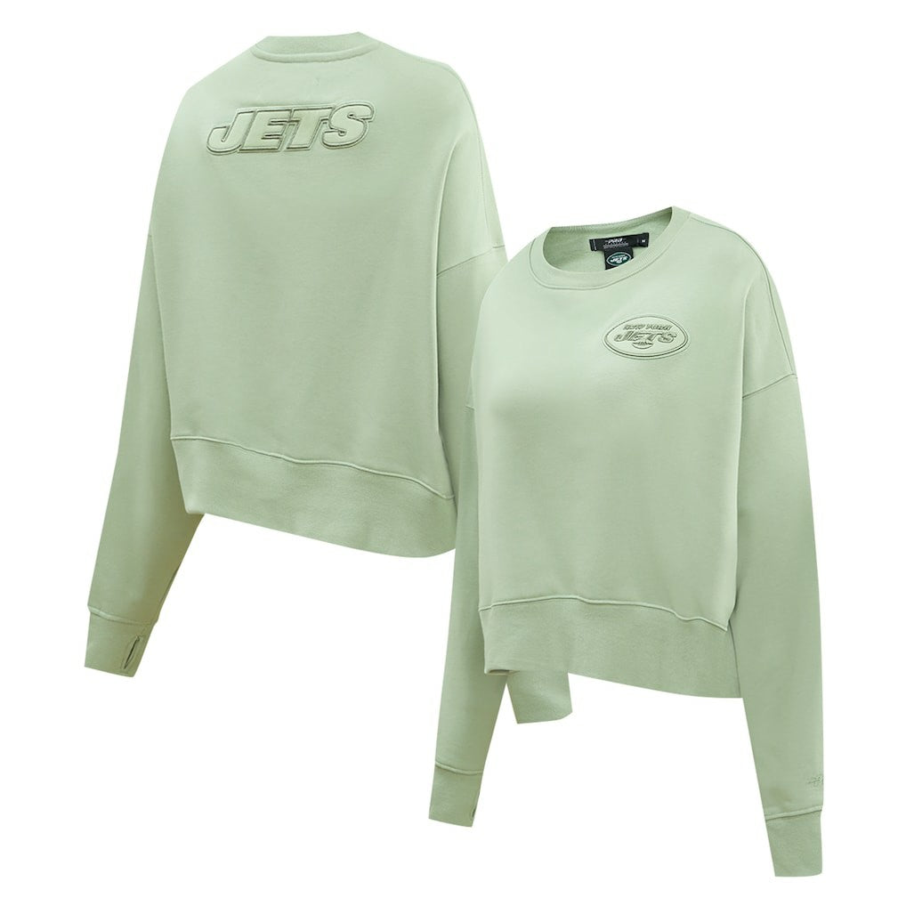Pro Standard Women's Oversized Cropped Neutral Pullover Sweatshirt - New York Jets