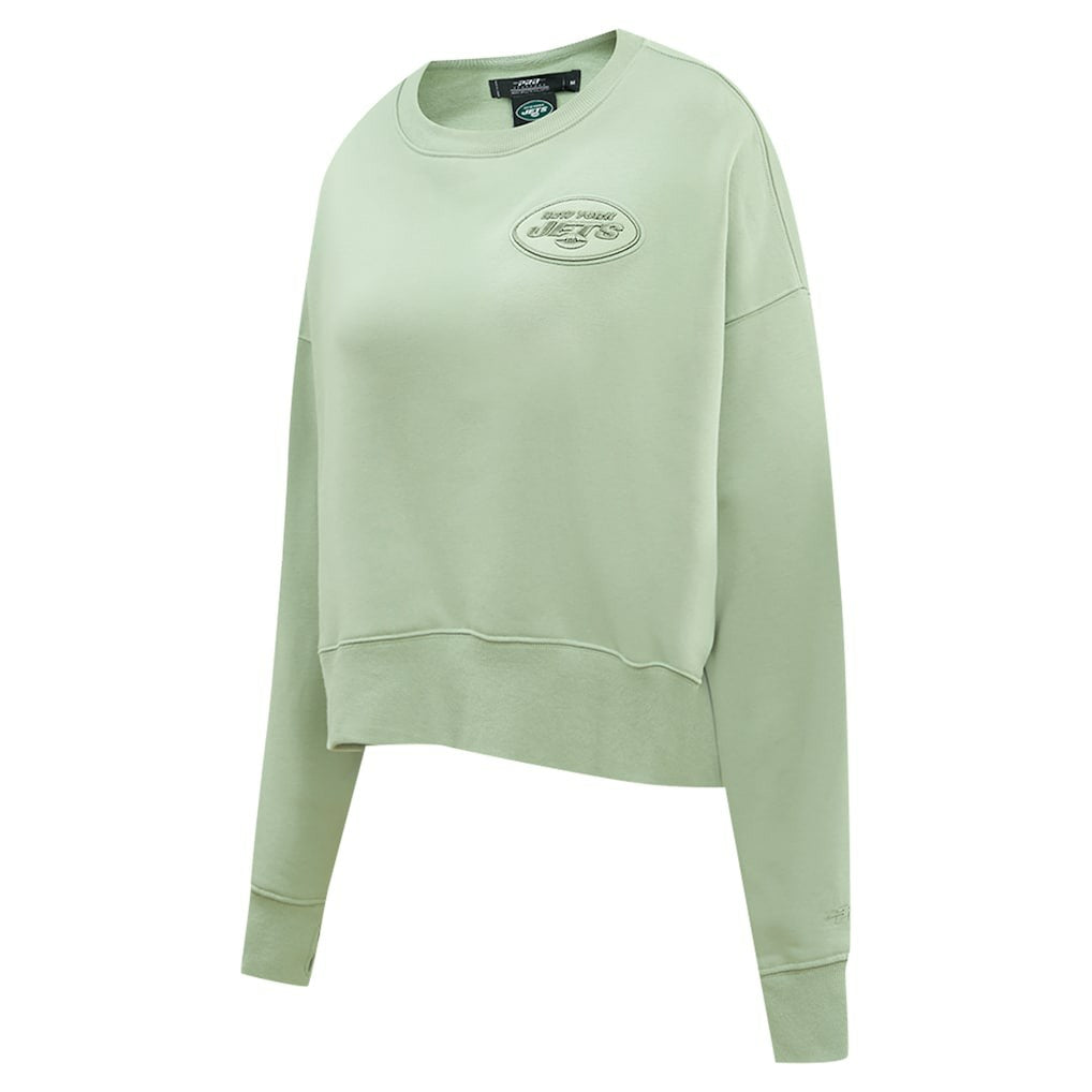 Pro Standard Women's Oversized Cropped Neutral Pullover Sweatshirt - New York Jets