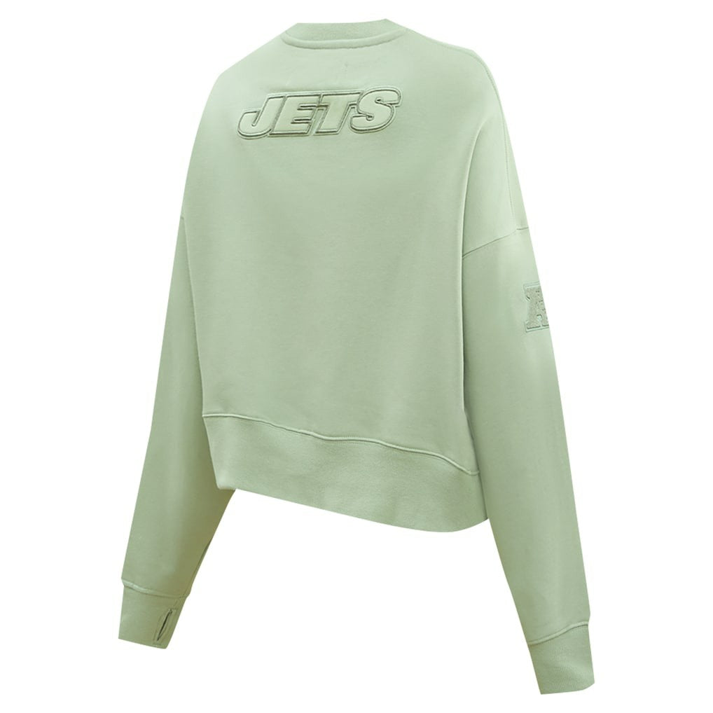 Pro Standard Women's Oversized Cropped Neutral Pullover Sweatshirt - New York Jets