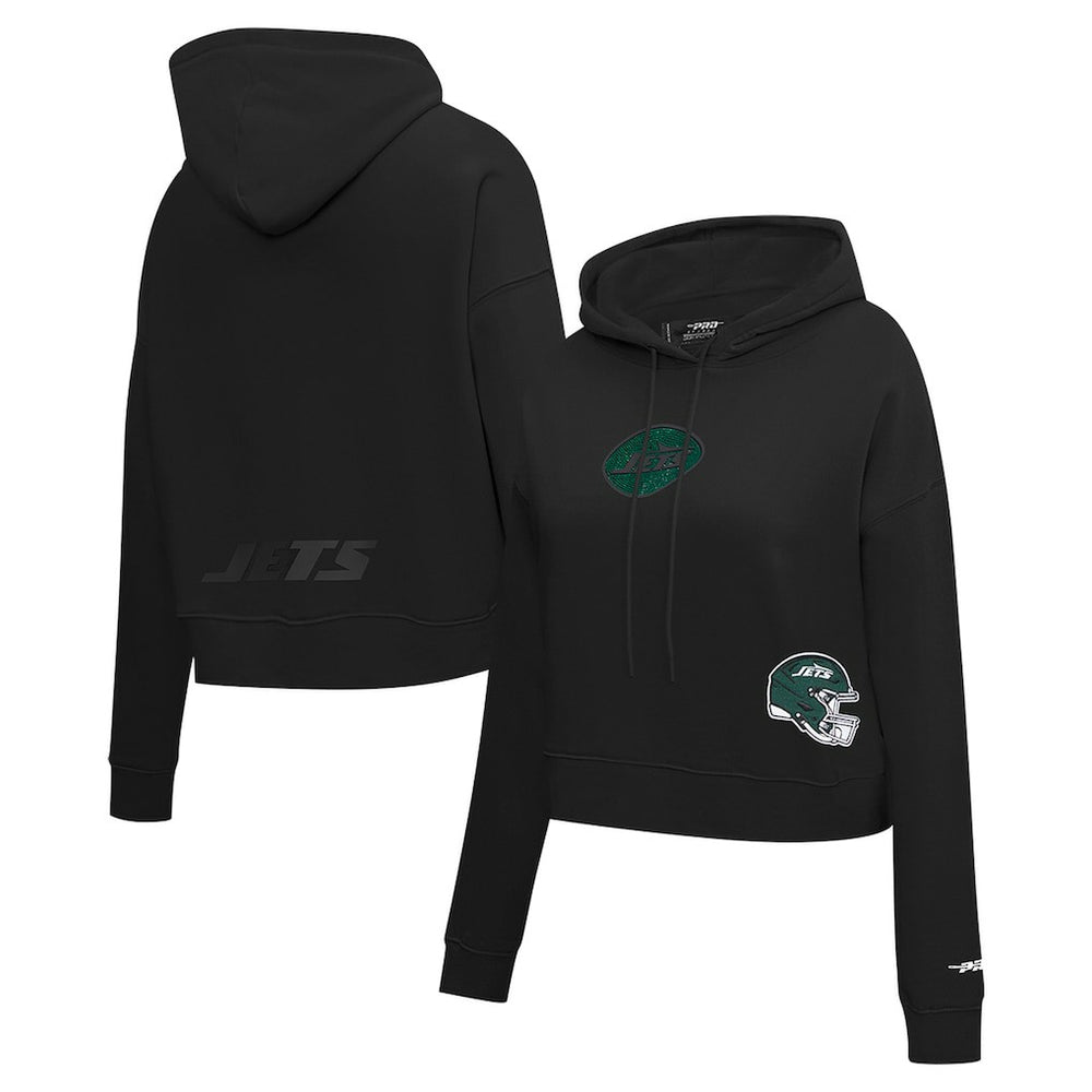 Pro Standard Women's Jeweled Cropped Pullover Hoodie - New York Jets