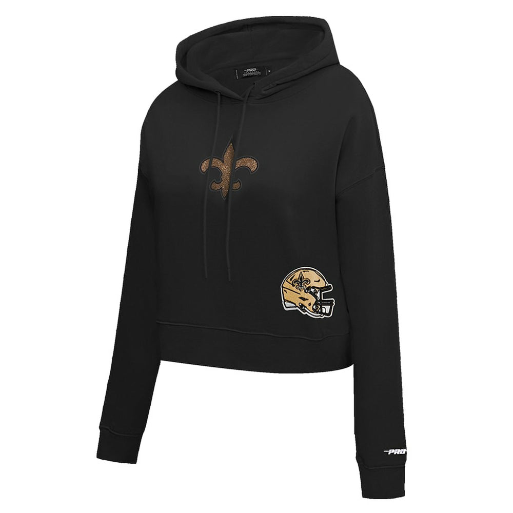 Pro Standard Women's Jeweled Cropped Pullover Hoodie - New Orleans Saints