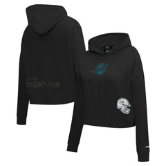 Pro Standard Women's Jeweled Cropped Pullover Hoodie - Miami Dolphins