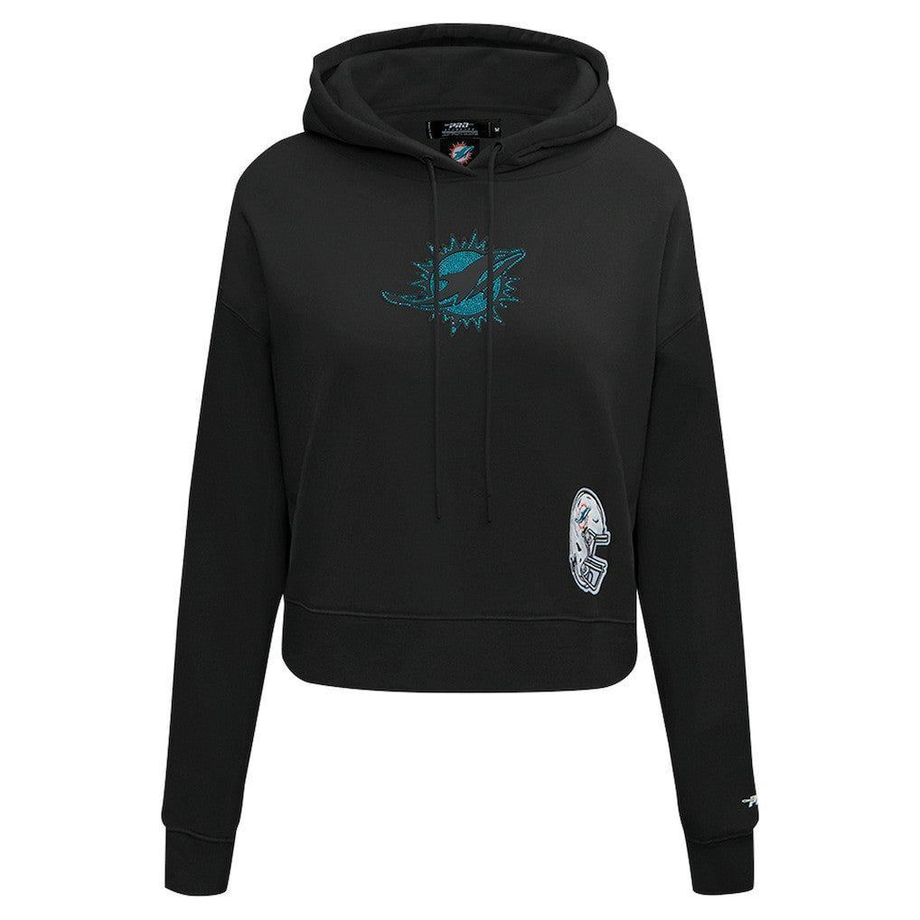 Pro Standard Women's Jeweled Cropped Pullover Hoodie - Miami Dolphins