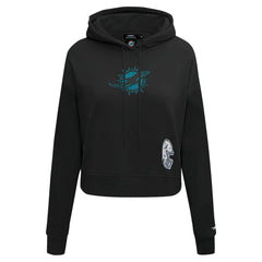 Pro Standard Women's Jeweled Cropped Pullover Hoodie - Miami Dolphins