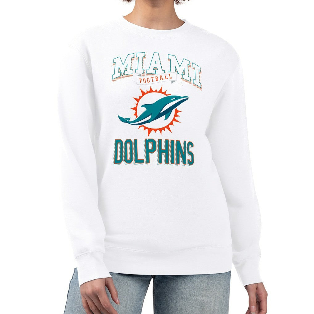 G-III 4Her by Carl Banks Women's Team Logo Graphic Tri-Blend Pullover Sweatshirt - Miami Dolphins
