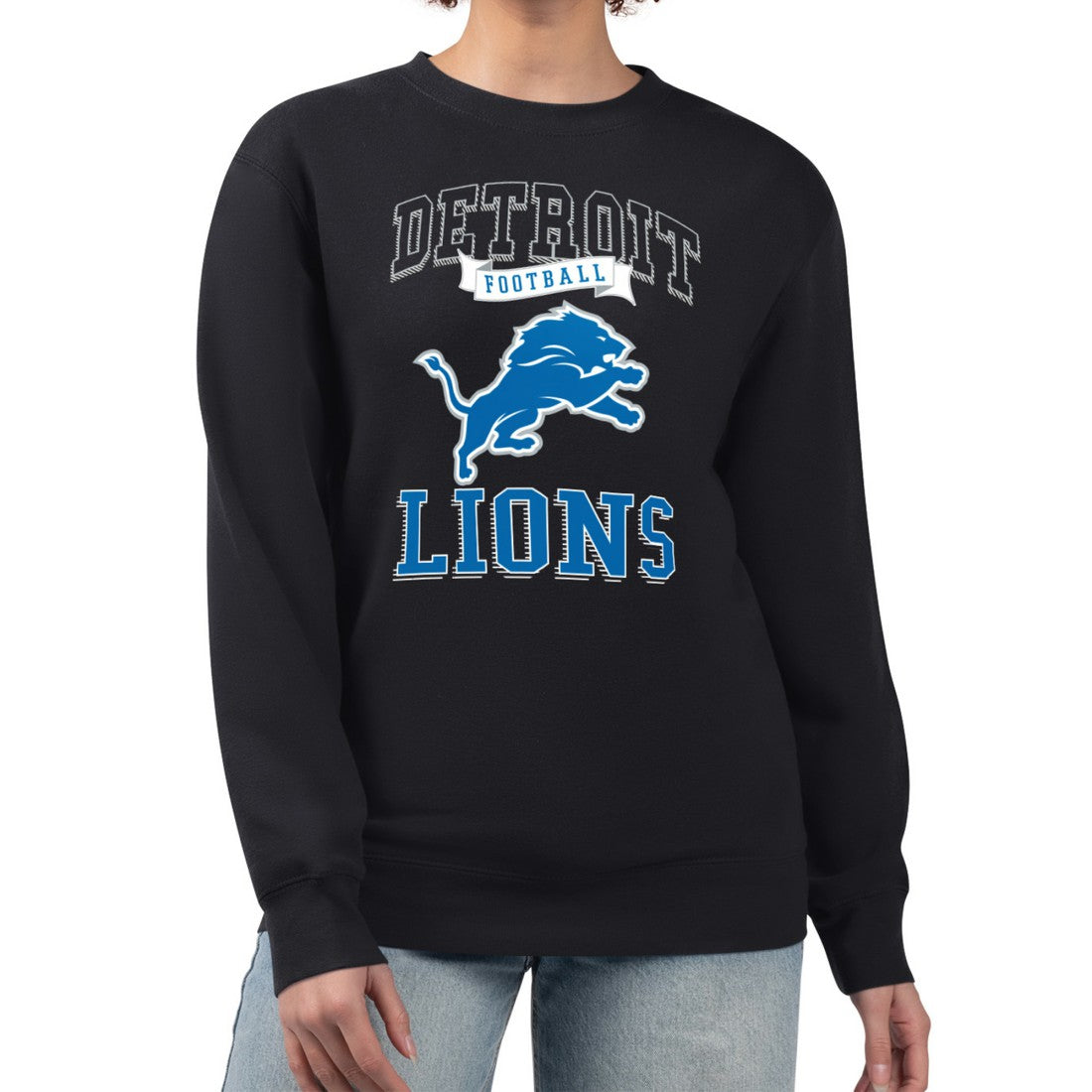 G-III 4Her by Carl Banks Women's Team Logo Graphic Tri-Blend Pullover Sweatshirt - Detroit Lions