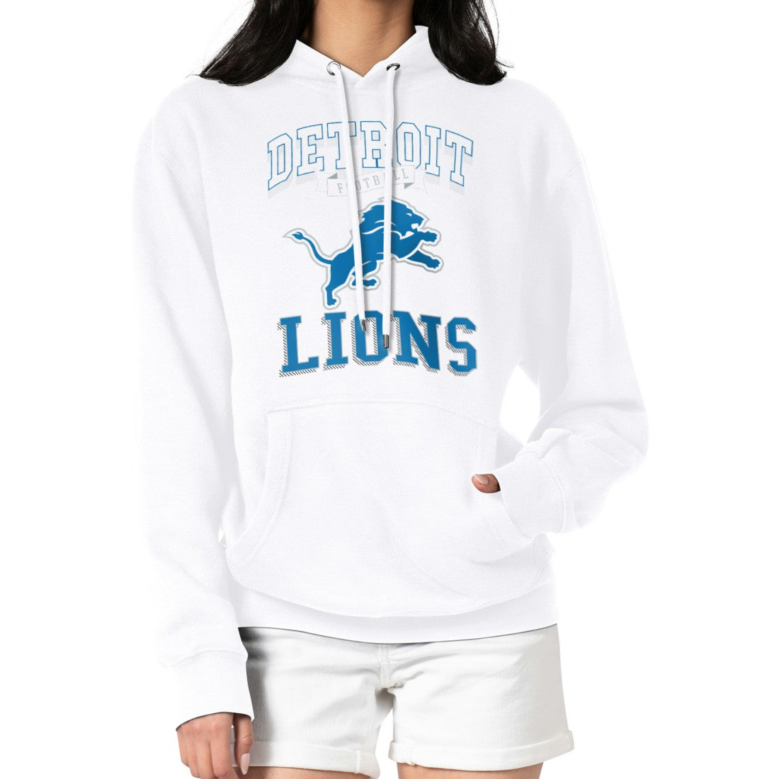 G-III 4Her by Carl Banks Women's Team Logo Graphic Fleece Tri-Blend Pullover Hoodie - Detroit Lions