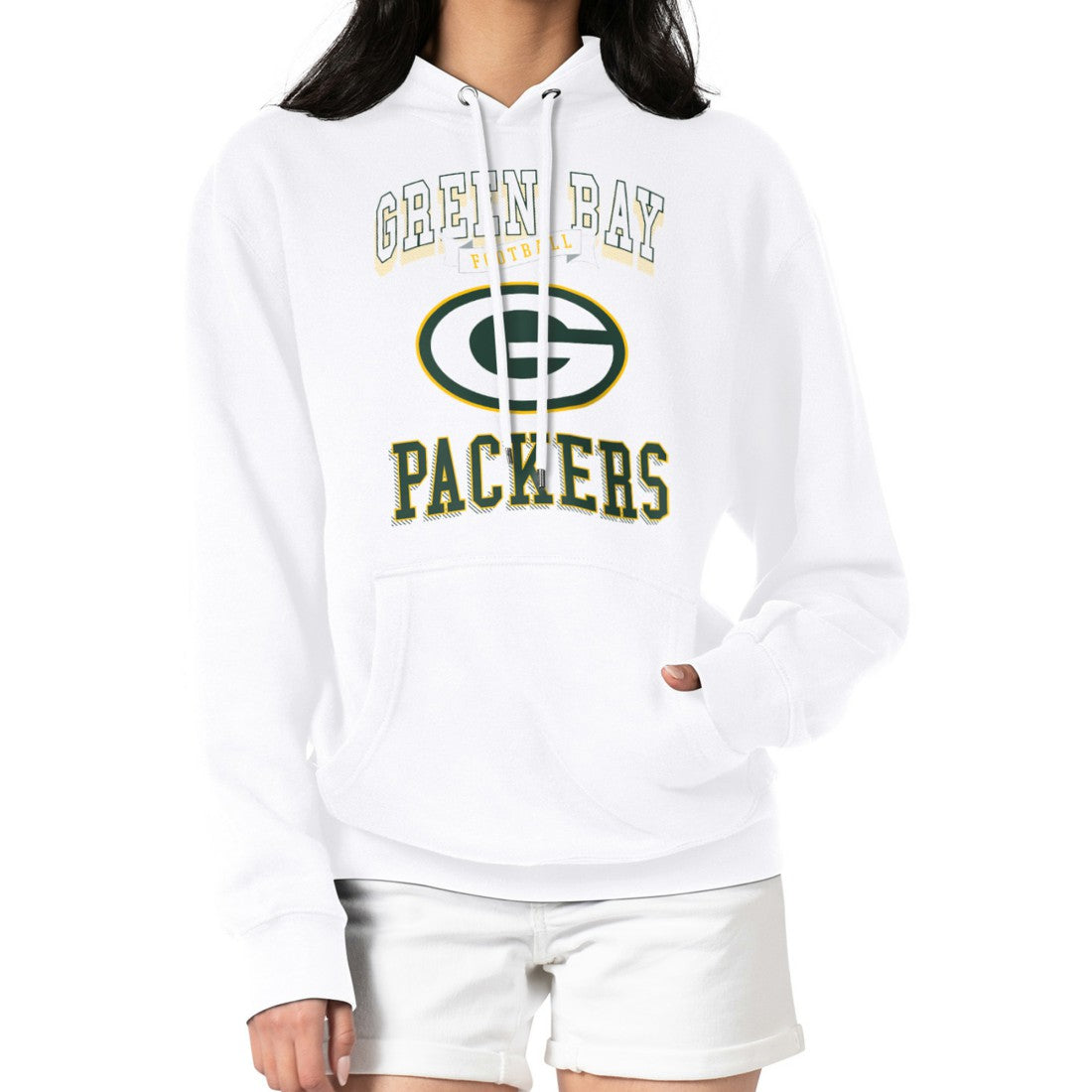 G-III 4Her by Carl Banks Women's Team Logo Graphic Fleece Tri-Blend Pullover Hoodie - Green Bay Packers