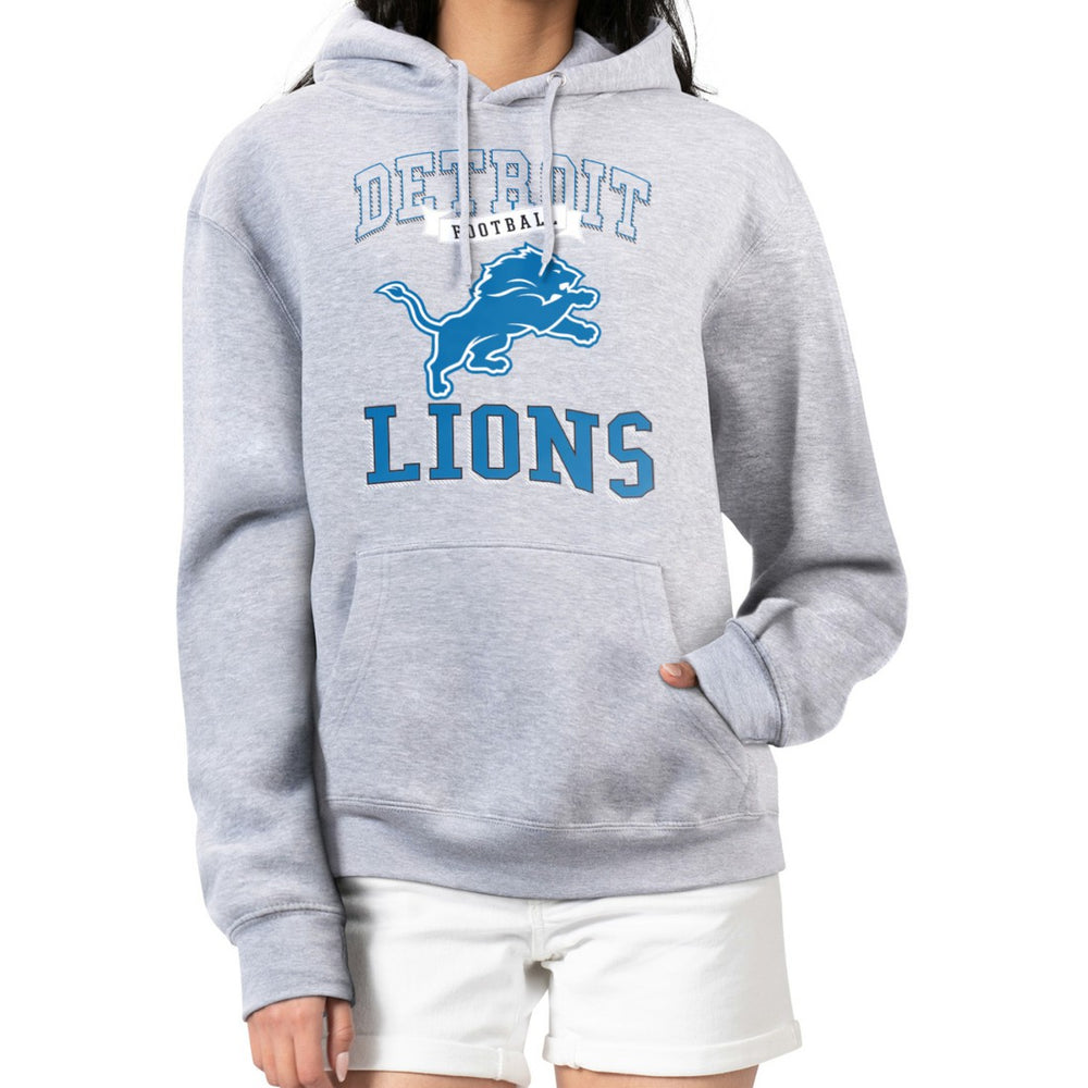 G-III 4Her by Carl Banks Women's Team Logo Graphic Fleece Tri-Blend Pullover Hoodie - Detroit Lions