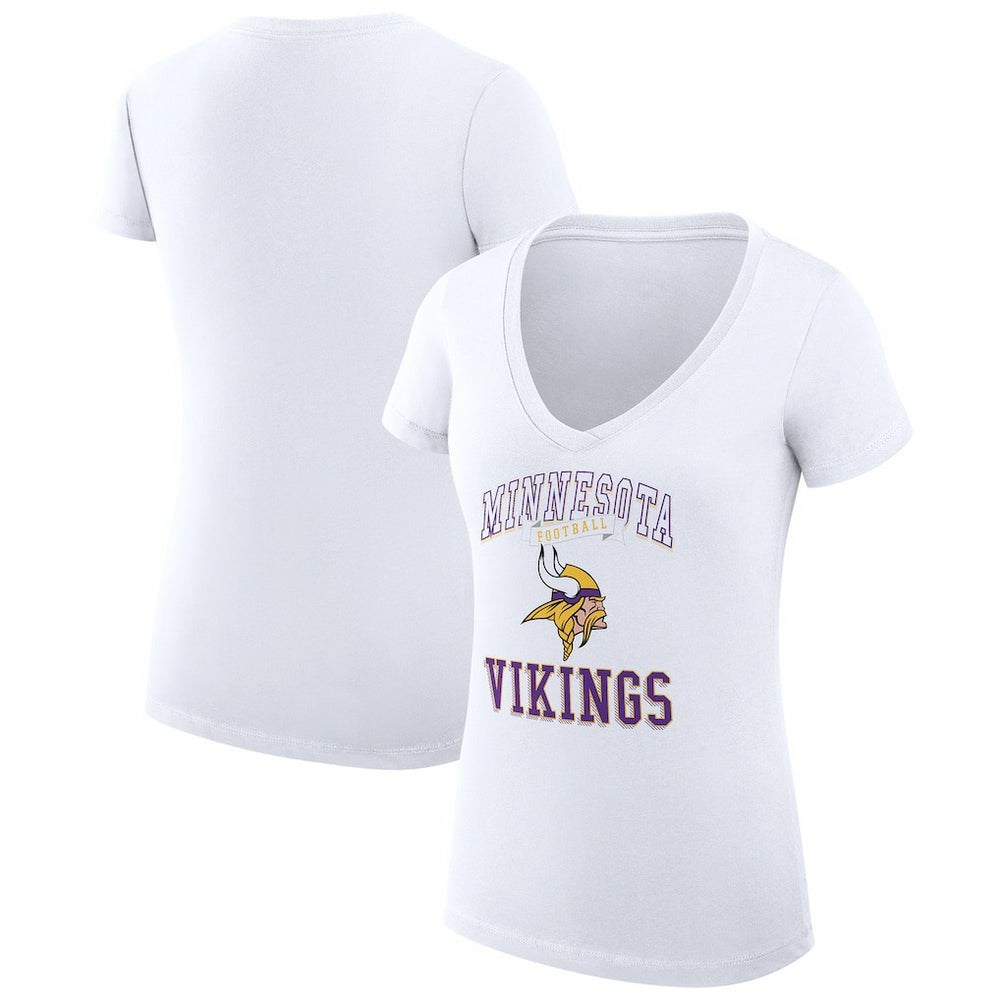 G-III 4Her by Carl Banks Women's Super-Slim Fit Lightweight Team Logo Graphic V-Neck T-Shirt - Minnesota Vikings