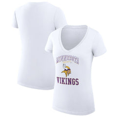 G-III 4Her by Carl Banks Women's Super-Slim Fit Lightweight Team Logo Graphic V-Neck T-Shirt - Minnesota Vikings