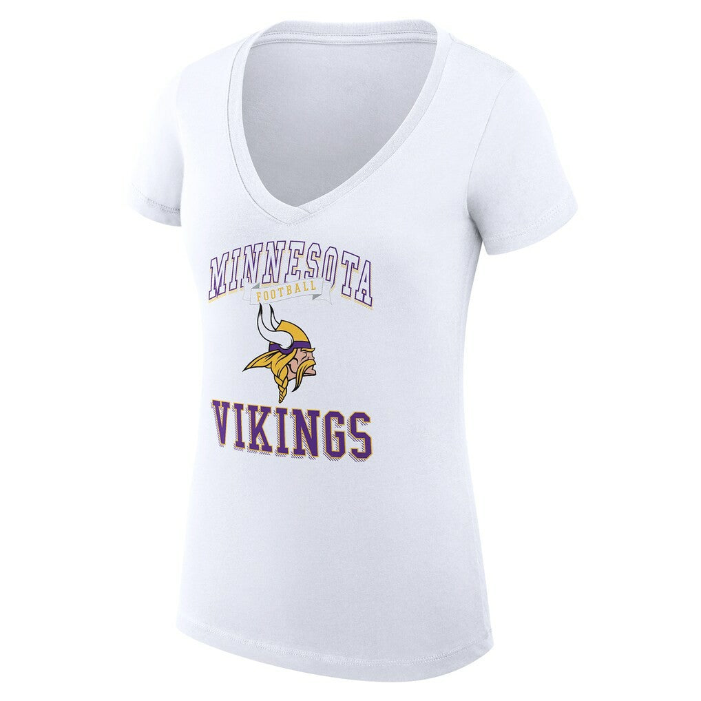 G-III 4Her by Carl Banks Women's Super-Slim Fit Lightweight Team Logo Graphic V-Neck T-Shirt - Minnesota Vikings