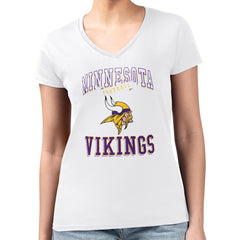 G-III 4Her by Carl Banks Women's Super-Slim Fit Lightweight Team Logo Graphic V-Neck T-Shirt - Minnesota Vikings
