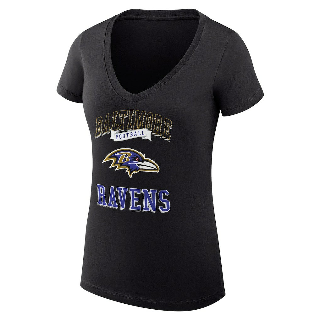 G-III 4Her by Carl Banks Women's Super-Slim Fit Lightweight Team Logo Graphic V-Neck T-Shirt - Baltimore Ravens