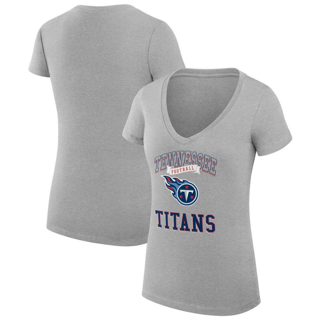 G-III 4Her by Carl Banks Women's Super-Slim Fit Lightweight Team Logo Graphic V-Neck T-Shirt - Tennessee Titans