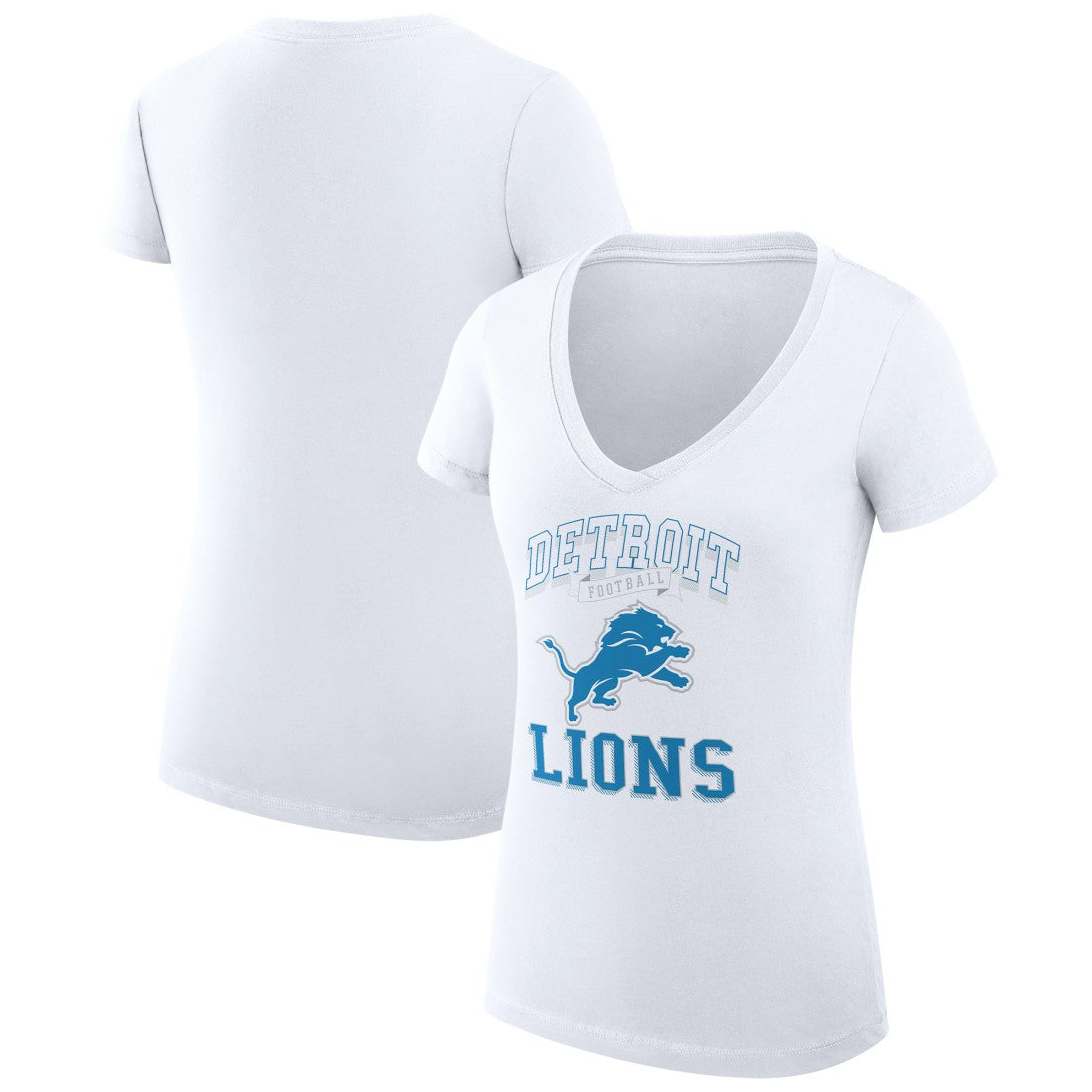 G-III 4Her by Carl Banks Women's Super-Slim Fit Lightweight Team Logo Graphic V-Neck T-Shirt - Detroit Lions