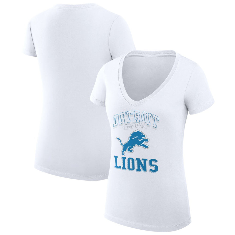 G-III 4Her by Carl Banks Women's Super-Slim Fit Lightweight Team Logo Graphic V-Neck T-Shirt - Detroit Lions