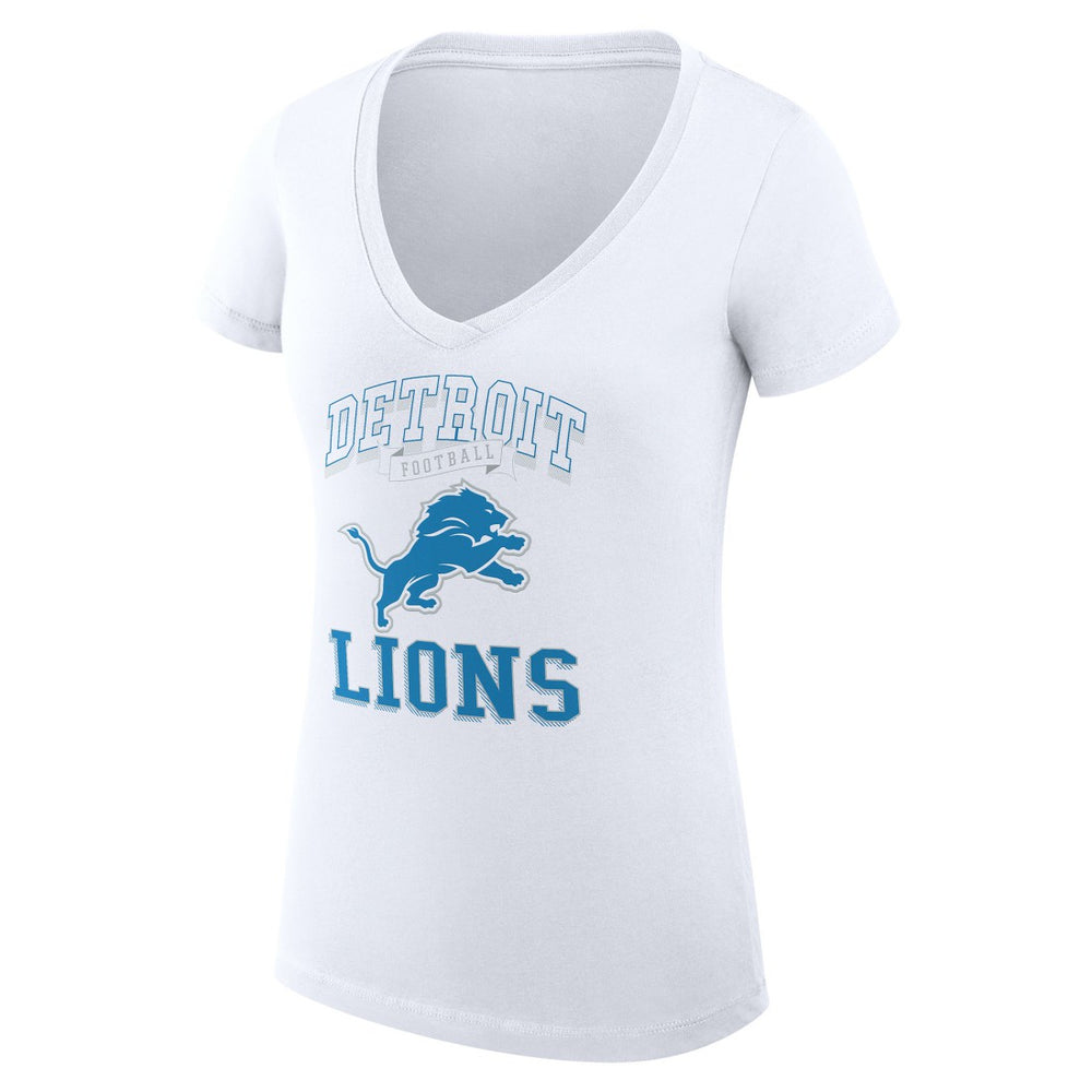 G-III 4Her by Carl Banks Women's Super-Slim Fit Lightweight Team Logo Graphic V-Neck T-Shirt - Detroit Lions
