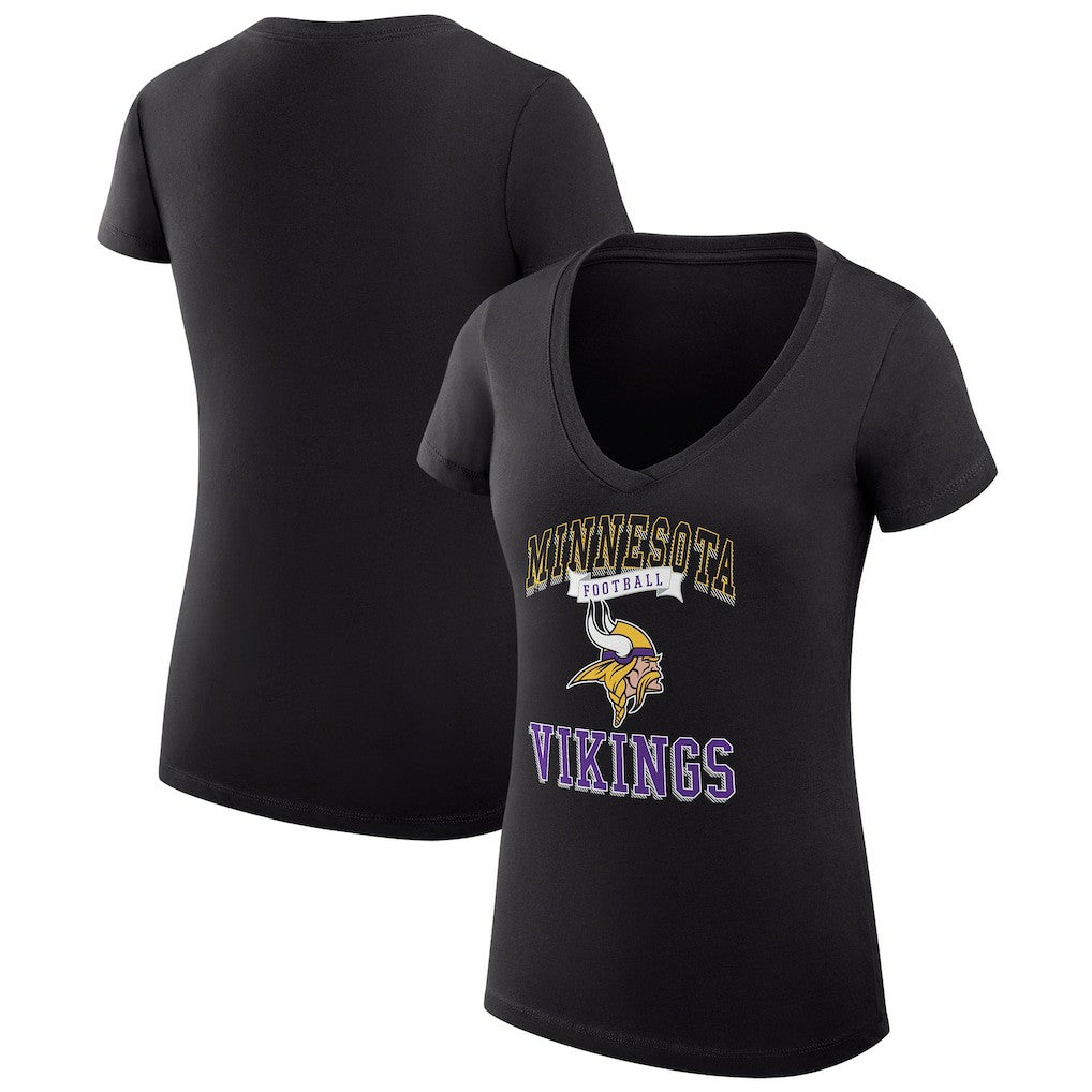 G-III 4Her by Carl Banks Women's Super-Slim Fit Lightweight Team Logo Graphic V-Neck T-Shirt - Minnesota Vikings